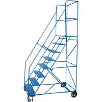 Escabeau roulant certifi&eacute; par la CSA avec pied verrouillable, 8 marches, Largeur de la marche 30", Hauteur de la plateforme 72", Acier O-Max