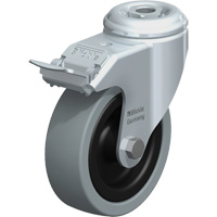 Roulette pour usage l&eacute;ger, Pivotant avec frein, 4" (101,6 mm), Caoutchouc plein, 242 lb (110 kg) O-Max