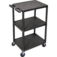Utility Cart, 3 Tiers, 18" x 40" x 24", 400 lbs. Capacity O-Max