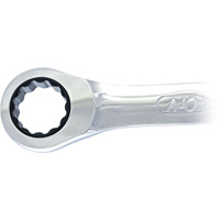 Non-Reversible Long Pattern Ratcheting Combination Wrench, 19 mm, Plain Finish O-Max