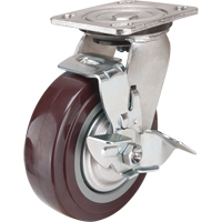 Caster, Swivel with Brake, 6" (152.4 mm), Polyurethane, 850 lbs. (385 kg.) MN449 | O-Max