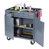 Heavy-Duty Two-Sided Mobile Work Station, 1200 lbs. Capacity, Steel, 34" x W, 34" x H, 24" D, All-Welded, 6 Drawers O-Max