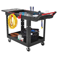 Chariot utilitaire robuste et polyvalent, 2 tiers, 17-3/4" x 36" x 46-1/5", Capacit&eacute; 500 lb O-Max