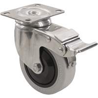 2309 Caster with Double Locking Brake, Swivel with Brake, 5" (127 mm), Envirothane Grey, 350 lbs. (158.8 kg.) O-Max