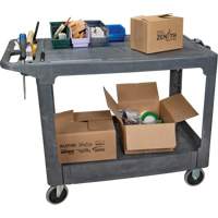 Flat-Shelf Utility Service Cart, 2 Tiers, 25-1/4" x 32-1/4" x 44", 550 lbs. Capacity O-Max