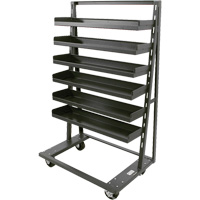 Single-Sided Heavy Duty A-Frame Cart with 6 Lipped Trays, 38" x 25" x 63", 2500 lbs. Capacity O-Max