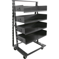 Single-Sided Heavy Duty A-Frame Cart with 4 Large Trays, 38" x 25" x 63", 2500 lbs. Capacity O-Max