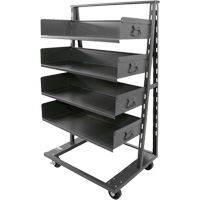 Single-Sided Heavy Duty A-Frame Cart with 4 Large Trays, 38" x 25" x 63", 2500 lbs. Capacity O-Max