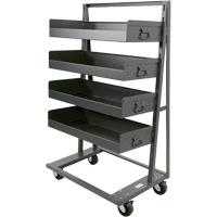 Single-Sided Heavy Duty A-Frame Cart with 4 Large Lipped Trays, 38" x 25" x 63", 2500 lbs. Capacity O-Max