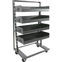 Single-Sided Heavy Duty A-Frame Cart with 4 Large Lipped Trays, 38" x 25" x 63", 2500 lbs. Capacity O-Max