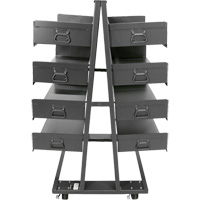 Double-Sided Heavy Duty A-Frame Cart with 8 Large Trays, 38" x 30" x 63", 2500 lbs. Capacity O-Max