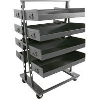 Double-Sided Heavy Duty A-Frame Cart with 8 Large Lipped Trays, 38" x 30" x 63", 2500 lbs. Capacity O-Max