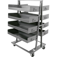 Double-Sided Heavy Duty A-Frame Cart with 8 Large Lipped Trays, 38" x 30" x 63", 2500 lbs. Capacity O-Max