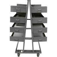 Double-Sided Heavy Duty A-Frame Cart with 8 Large Lipped Trays, 38" x 30" x 63", 2500 lbs. Capacity O-Max