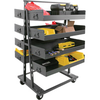 Double-Sided Heavy Duty A-Frame Cart with 8 Large Lipped Trays, 38" x 30" x 63", 2500 lbs. Capacity O-Max