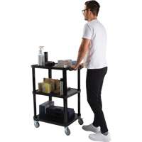 Chariot utilitaire avec tablette plate, 3 tiers, 18-1/8" x 37-3/8" x 27-3/4", Capacit&eacute; 330 lb O-Max