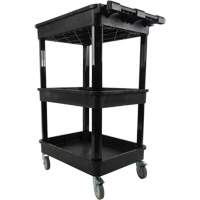 Chariot utilitaire avec tablette &agrave; bordure profonde, 3 tiers, 19" x 39-1/2" x 28-1/4", Capacit&eacute; 330 lb O-Max