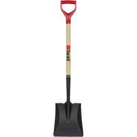 Square Point Shovel, Wood, Tempered Steel Blade, D-Grip Handle, 43-1/2" Long O-Max