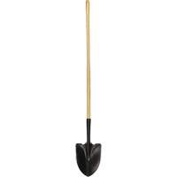 Round Point Shovel, Tempered Steel Blade, Wood, Straight Handle O-Max