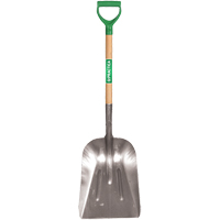 Scoop Shovel, Wood, Aluminum Blade, D-Grip Handle, 29" Length O-Max