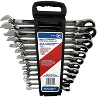 Long Pattern Reversible Wrench Set, Ratcheting Combination, 13 Pieces, Imperial O-Max