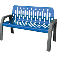 Stream Benches, Steel, 48" L x 25" W x 34" H, Blue O-Max