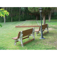 Basics&reg; Flip Top Park Bench / Table, Plastic, 96" L x 26" W x 34" H, Sand O-Max