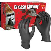 Gants jetables Grease Monkey, Grand, Nitrile, 5 mils, Sans poudre, Noir O-Max