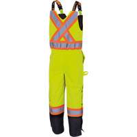 5041BB Pantalon &agrave; bretelles matelass&eacute; imperm&eacute;able, Polyester, Grand, Jaune lime haute visibilit&eacute; O-Max