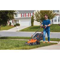 Lawn Mower with Comfort Grip Handle, Push Walk-Behind, Electric, 15" Cutting Width O-Max