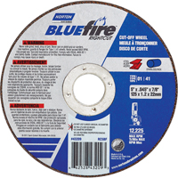 Meule a tronconner BlueFire, 4-1/2" x 0,045"/1/16", Arbre de 7/8", Type 01/41, Oxyde d'aluminium/Zirconium, 13580 Tr/min O-Max