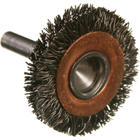 Brosses mont&eacute;es &agrave; fils cr&ecirc;p&eacute;s circulaires, 3", Fils 0,014", Tige 1/4" O-Max