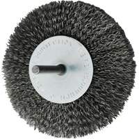 Brosses mont&eacute;es &agrave; fils cr&ecirc;p&eacute;s circulaires, 4", Fils 0,008", Tige 1/4" O-Max