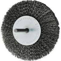 Circular Crimped Wire End Brushes, 4", 0.008" Fill, 1/4" Shank NU464 | O-Max