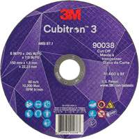 Cubitron™ 3 Cut-Off Wheel, 6" x 0.045", Type T27, Ceramic, 10200 RPM NY529 | O-Max