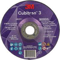Cubitron™ 3 Depressed Centre Grinding Wheel, 6" x 1/4", 7/8" arbor, Ceramic, Type T27 NY562 | O-Max