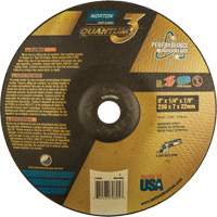 Quantum 3 SG Depressed Center Grinding Wheel, 9" x 1/4", 7/8" Arbor, Type 28, Ceramic, 6600 RPM O-Max
