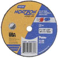NorZon Plus SGZ CA Small Diameter Cut-Off Wheel, 4" x 1/8", 3/8" Arbor, Type 01/41, Ceramic Alumina, 19100 RPM O-Max