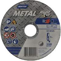 Metal RightCut Right Angle Cut-Off Wheel, 4-1/2" x 0.045", 7/8" Arbor, Type 01/41, Aluminum Oxide, 13580 RPM O-Max
