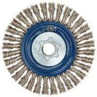Stringer Bead Knot Wire Brush For Angle Grinders, 5" Dia., 0.02" Fill, 5/8"-11 Arbor, Stainless Steel O-Max
