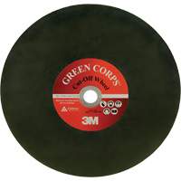 Green Corps Cut Off Wheel, 13-9/10" x 0.118", 1" Arbor, Ceramic, 20000 RPM O-Max