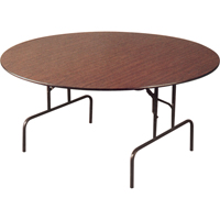 Folding Table, Round, 60" L x 60" W, Laminate, Brown OA304 | O-Max