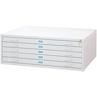 Steel Plan Files-5 Drawer, 5 Drawers, 53-3/8" W x 41-3/8" D x 16-1/2" H O-Max