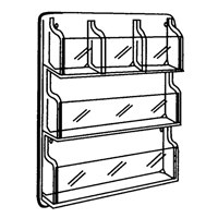 Literature Displays, Wall Mount, 9 Slots, Plastic, 30" W x 2" D x 36-7/8" H O-Max