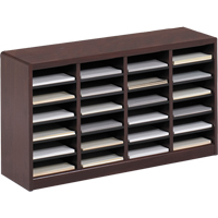 E-Z Stor&reg; Literature Organizer, Stationary, 24 Slots, Wood, 40" W x 11-3/4" D x 23" H O-Max