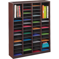 E-Z Stor&reg; Literature Organizer, Stationary, 60 Slots, Wood, 40" W x 3/4" D x 52-1/4" H O-Max