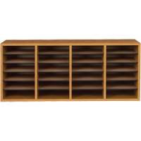 Adjustable Compartment Literature Organizer, Stationary, 24 Slots, Wood, 39-1/4" W x 11-3/4" D x 16-1/4" H OE208 | O-Max