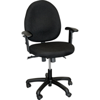 Chaise de dactylo ergonomique avec dossier moyen de série 900, À dessin, Ajustable, 22", Tissu Siège, Noir ON565 | O-Max