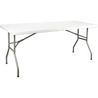 Table se pliant en deux, Rectangulaire, 72" l x 30" la, Polyéthylène, Blanc ON601 | O-Max