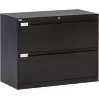 Lateral Filing Cabinet, Steel, 2 Drawers, 36" W x 18" D x 27-7/8" H, Black OP213 | O-Max